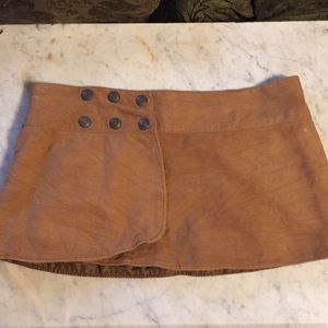 Sexy suede brown mini micro skirt club pockets